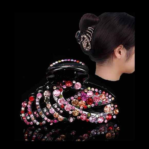 NEW Women's Bedazzled Blinged Out Sparkly Colorful Hair Clip - Picture 2 of 3